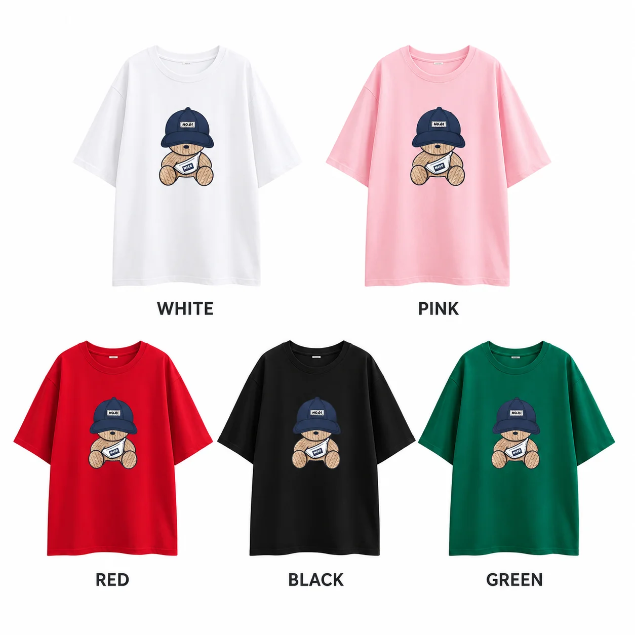 Women Cute Bear Oversized T Shirt 100% Cotton Loose Fit Crew Neck Casual Summer Graphic Tee Soft Comfortable Top