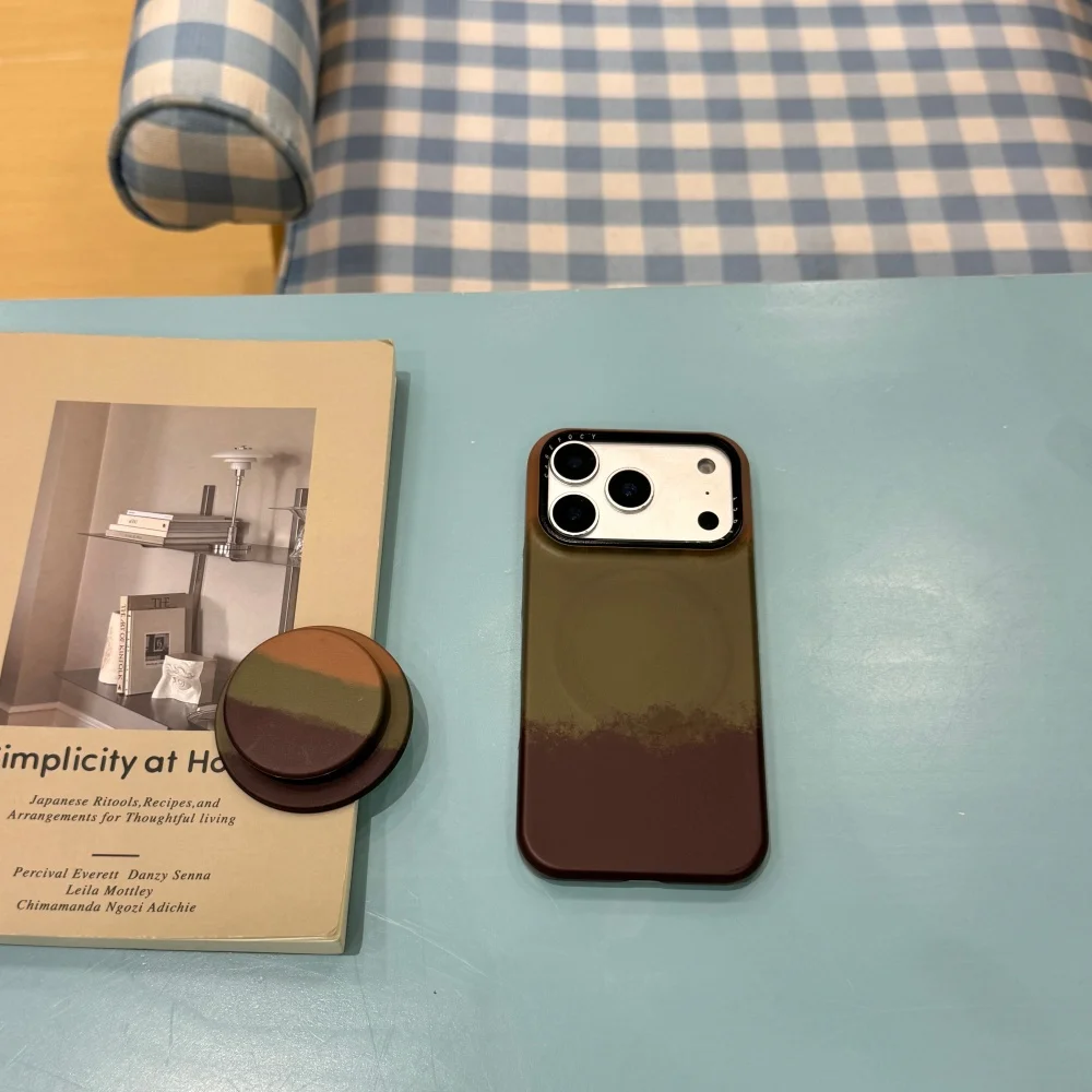 متباين باللونين البني والأخضر لحافظة الهاتف المحمول ذات الحامل المغناطيسي، مناسبة لهاتف iPhone 14/15/16/17 Pro Max، حافظة واقية جديدة مضادة للصدمات #2