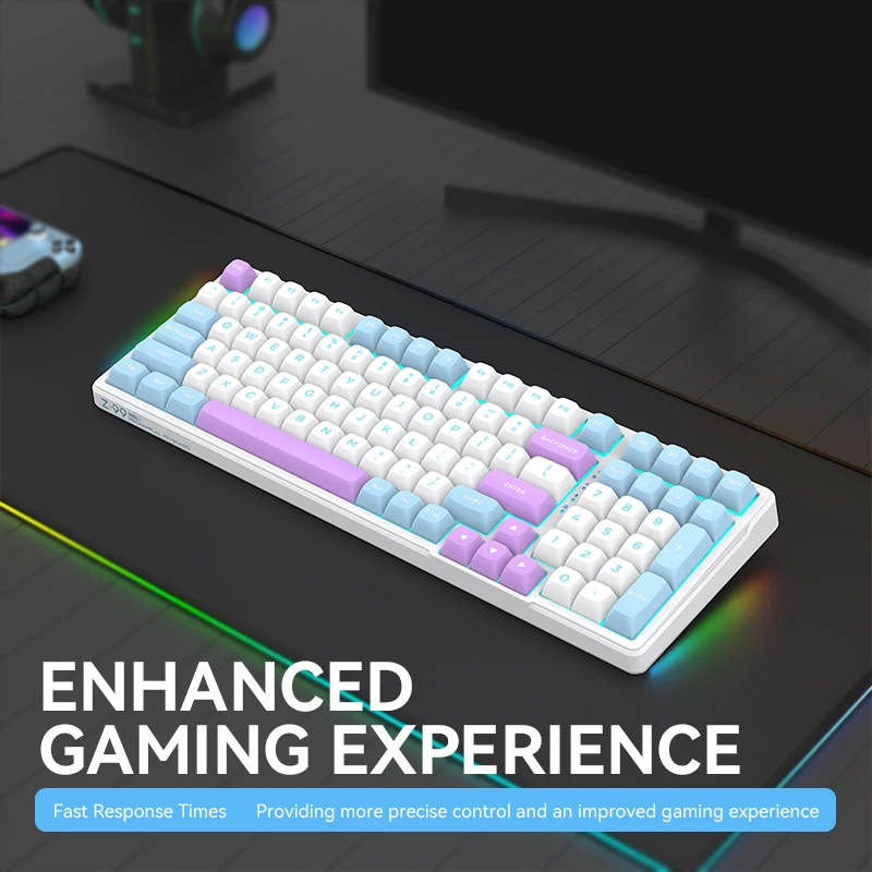 E-Yooso Z99 Gaming Mechanical Keyboard Wire Keyboard 95% Layout Ice Blue Light Blue Switch 99 Keys Hot Swap