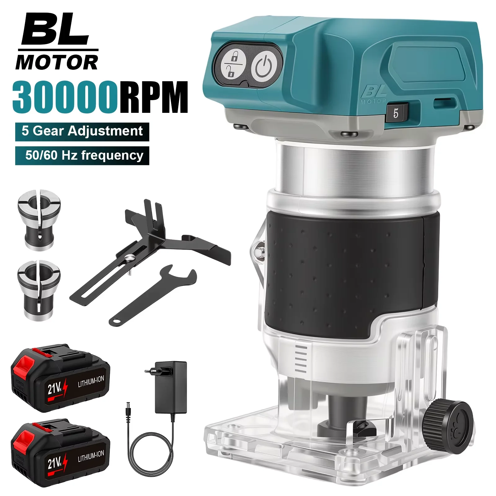5 snelheden borstelloze elektrische handtrimmer draadloze houtfrees houtbewerking graveerfrees voor Makita 21V batterij