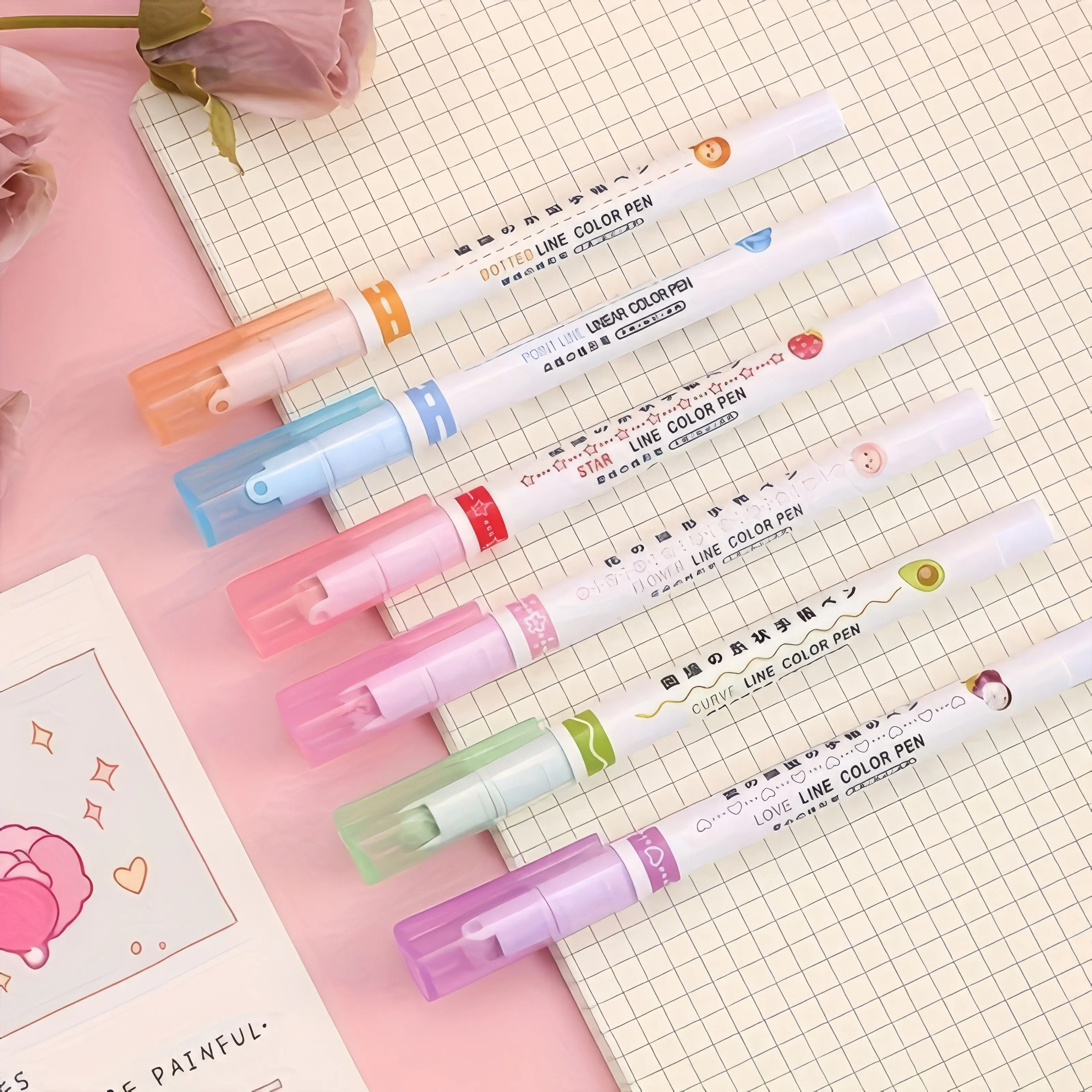 

1 набор из 6 разноцветных контурных ручек, яркие цвета, декоративное письмо разноцветных узоров, подходит для рисования студентов