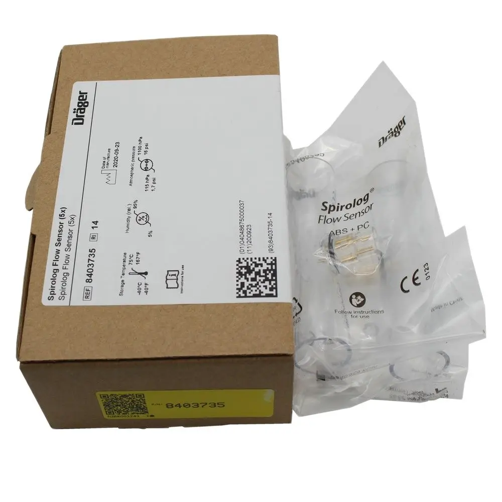 Original & New Spirolog Flow Sensor Drager Savina 300 Evita XL 6871980 Polycarbonate Infinity ID Disinfectable