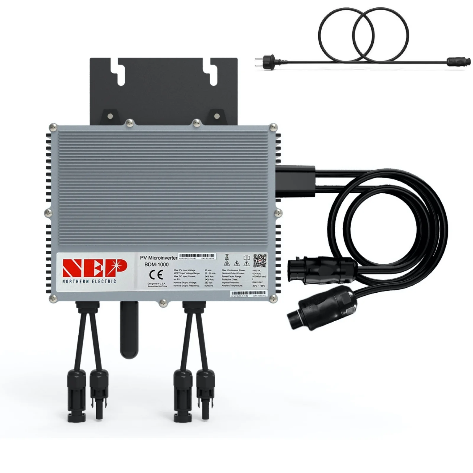 NEP micro-omvormer BDM-1000 1000 W met een kabel van 5 m, 2 MPPT's, 99,5% efficiëntie, IP67 waterdicht, real-time monitoring, 12 jaar fabrieksgarantie