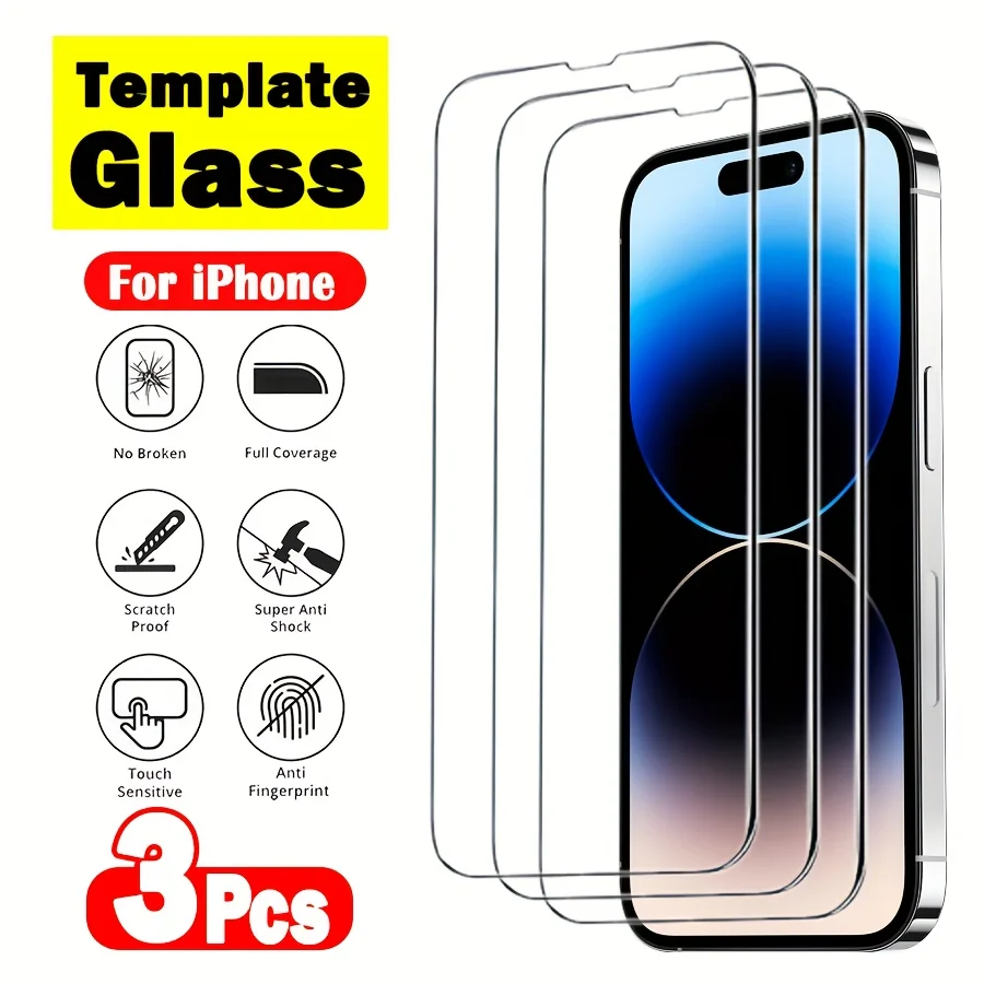 3 Stück gehärtetes Glas für iPhone 17 16 15 14 13 12 11 Pro Max Mini 6 6S 7 8 Plus XR X XS Max 17Air SE2 SE3 Displayschutzfolie