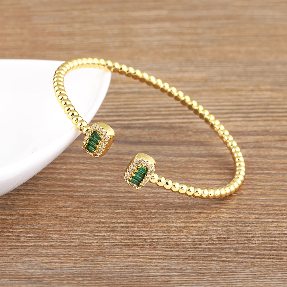 AIBEF New Design Luxury Crystals Bangles Rhinestone Zircon Charm Cuff Bracelets Gold Color Bangle Fine Jewelry Birthday Gifts