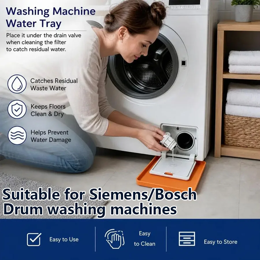 Front Load Drum Washing Machine Drain Pan, Leak Proof Overflow Drip Tray, Simple Durable Water Catcher for Laundry Room Bathroom