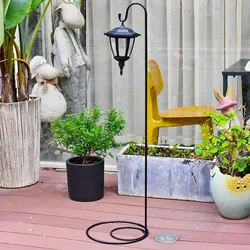 Display Hanger Shepherds Hook Stand Porch Iron Hook with Flat Base for Wind Chimes Bird Feeder Flowerpot Plant Baskets Patios