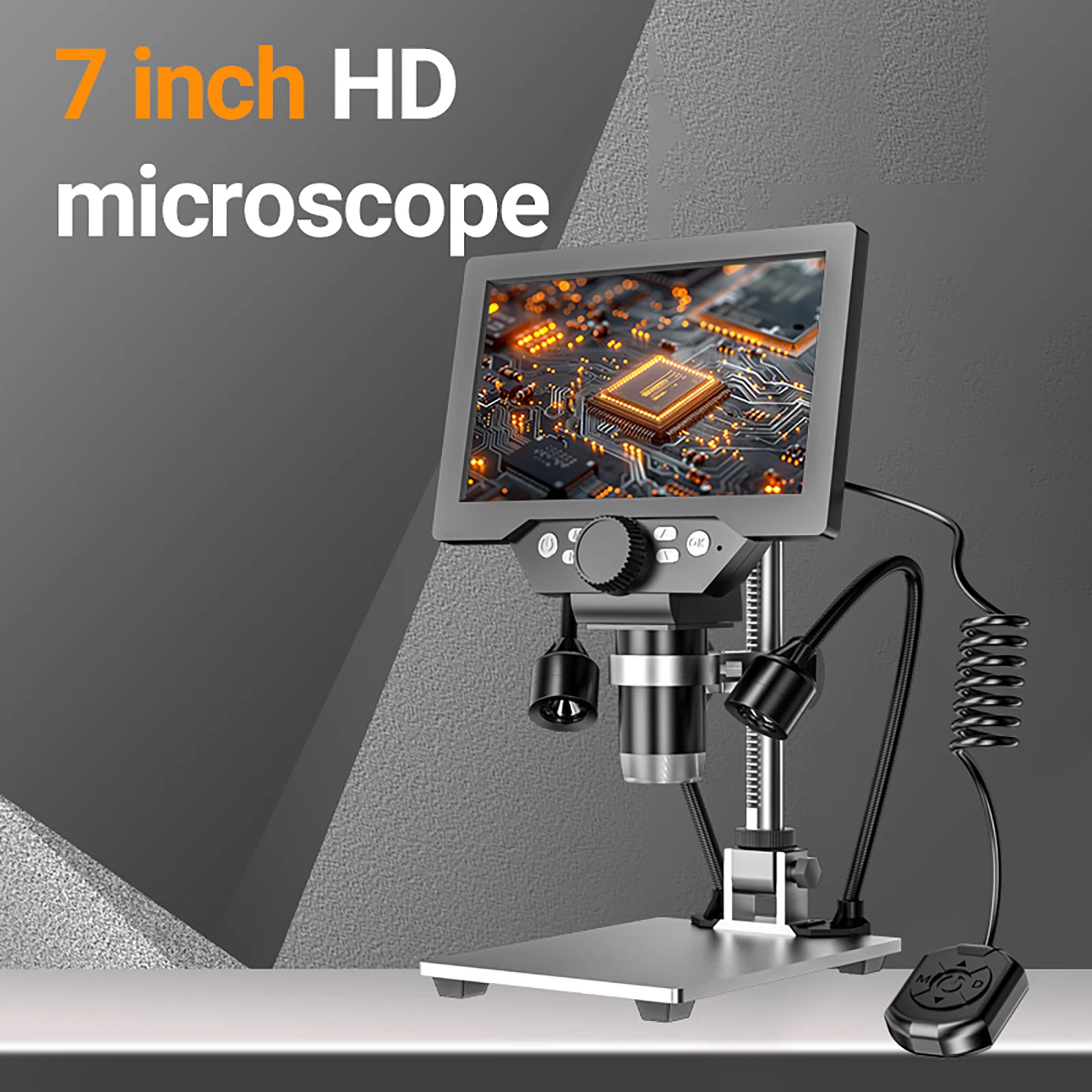 7" LCD Digital Microscope 1200X 1080P Coin Microscope Magnifier 12MP Ultra-Precise Focusing Soldering Microscopes Support PC