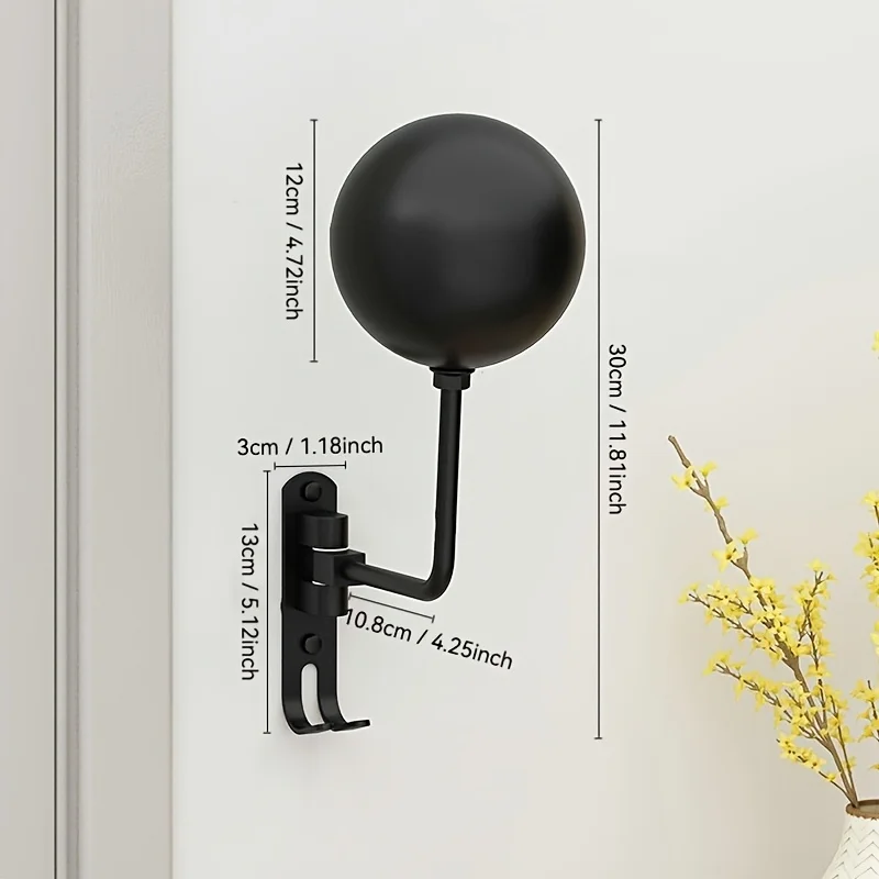 Motorcycle Accessories Wall Mounted Metal Motorcycle Helmet Rack with Hook 180° Rotating Metal Shelf for Hats and Sportswear