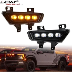 iJDM Front Bumper Turn Signal Fog Lights Lamps For Ford F150 SVT Raptor R/Raptor,4-Lamp Assembly w/Turn Signal Feature 2021-2024