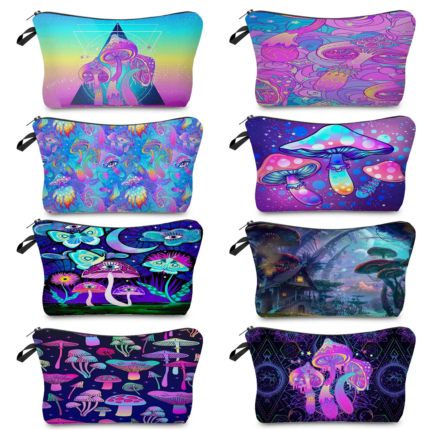 

Custom Psychedelic Mushroom Mandala Women's Cosmetic Bag Fashion Pretty Makeup Organizer Travel Toiletry Bag School Pencil Cases