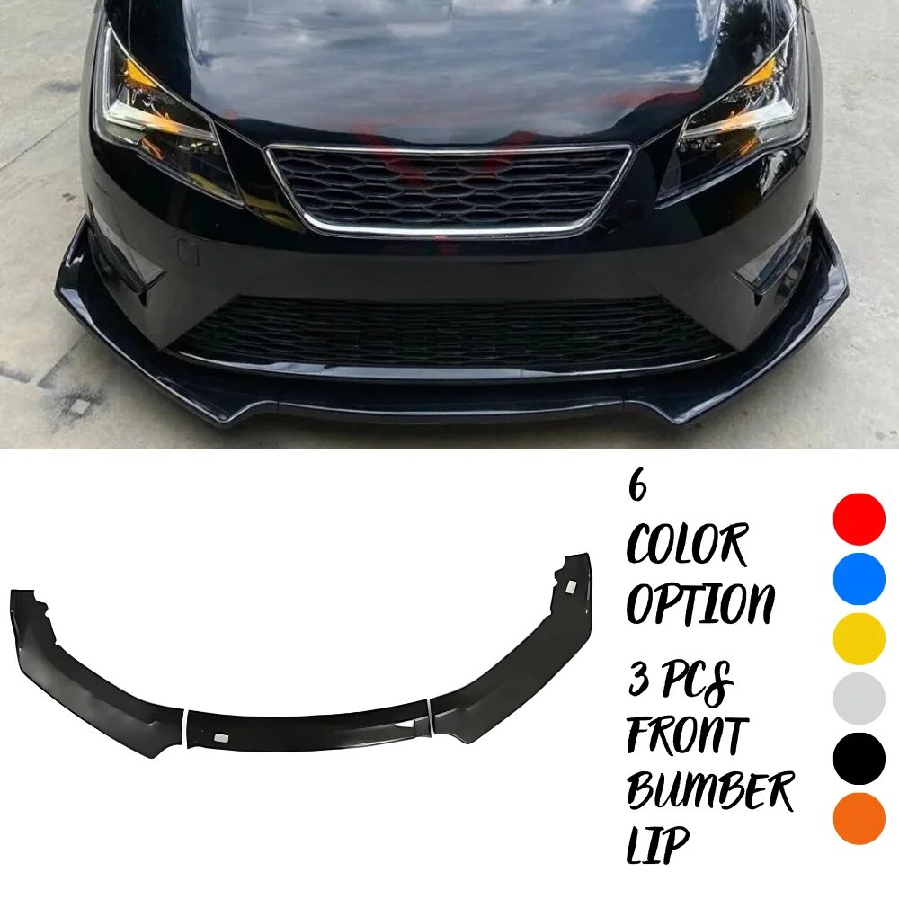 3 Pcs Front Bumper Lip For Seat Leon MK3 2012-2019 Body Kit Car Accessories Spoiler Splitter Diffuser Flap Sport Bumper Exterior