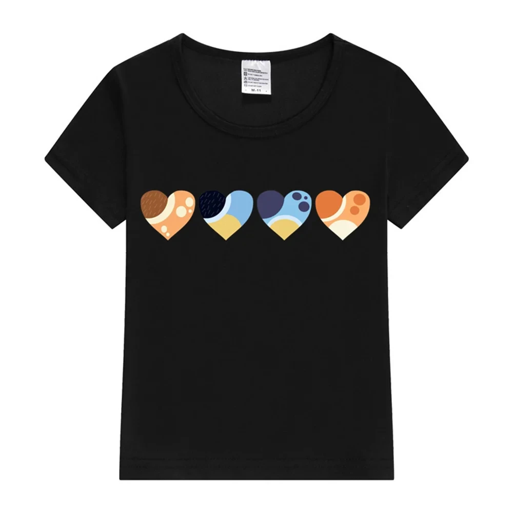 Summer Family Love Hearts Bluey Mather Kids Inspired Color Palette Hearts T-shirt Daddy Mommy Mini Home Paired with Tee Shir