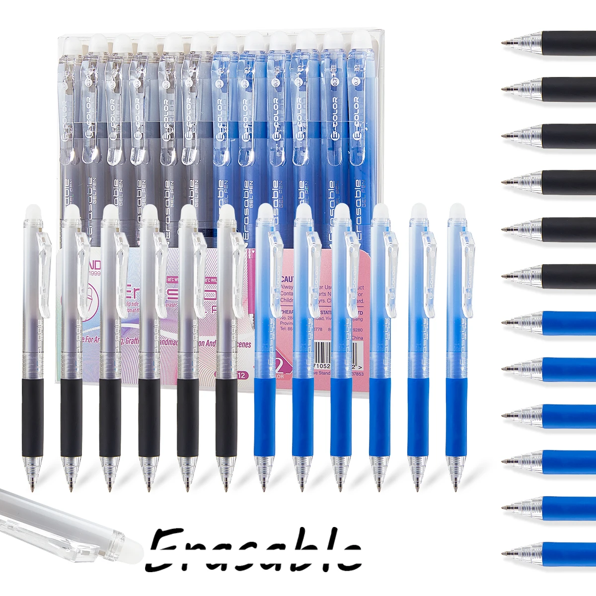 Retractable Eraser Pen Click - 12Pcs Retractable Erasable Gel Pen Set