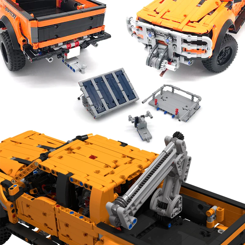 NEW MOC Technical Pickups F-150 Raptor Trailer Hitch Crane Platform Hardtop Bumper for 42126 Building Blocks DIY Bricks Toy Gift