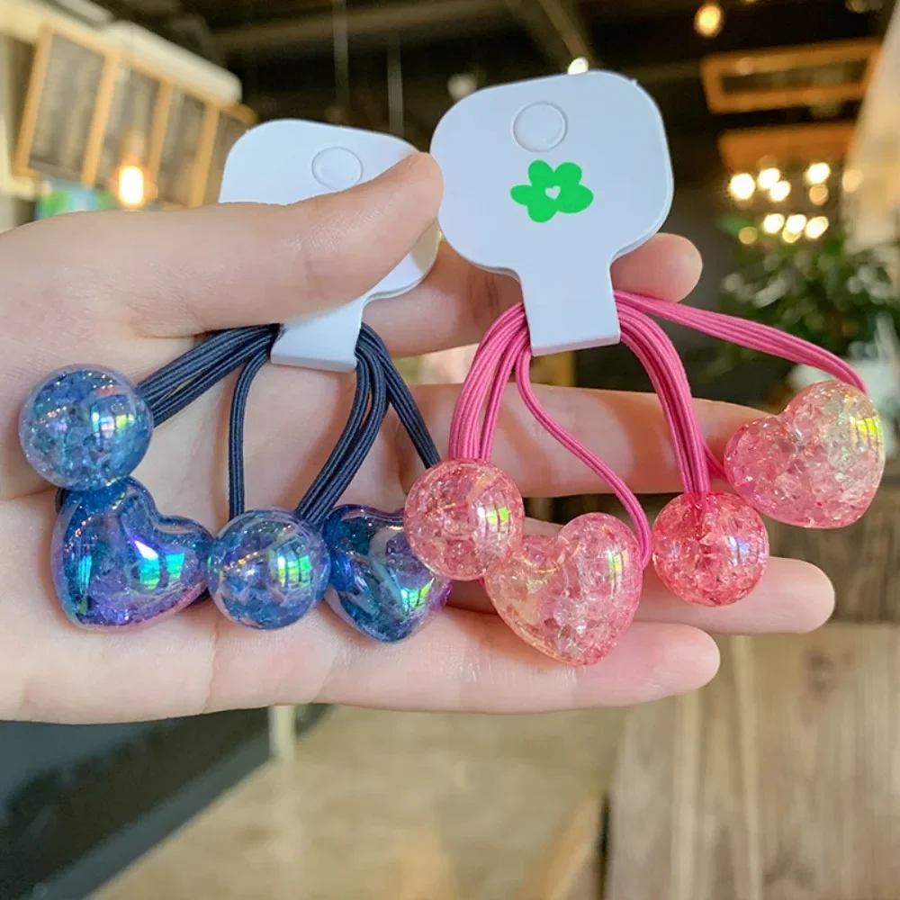 1 Para Gradientowych Elastycznych Gumek do Włosów, Kolorowe Gumki z Efektem Pękniętego Serca, Akcesoria do Włosów, Scrunchie, Gumki do Kucyka dla Dziewczyn — zdjęcie 2
