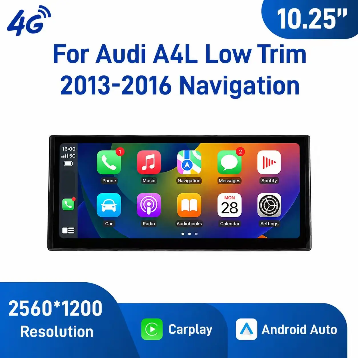 10.25 Inch Car Navigation Stereo For Audi A4L 2013-2016 Low Configuration Android Head Unit