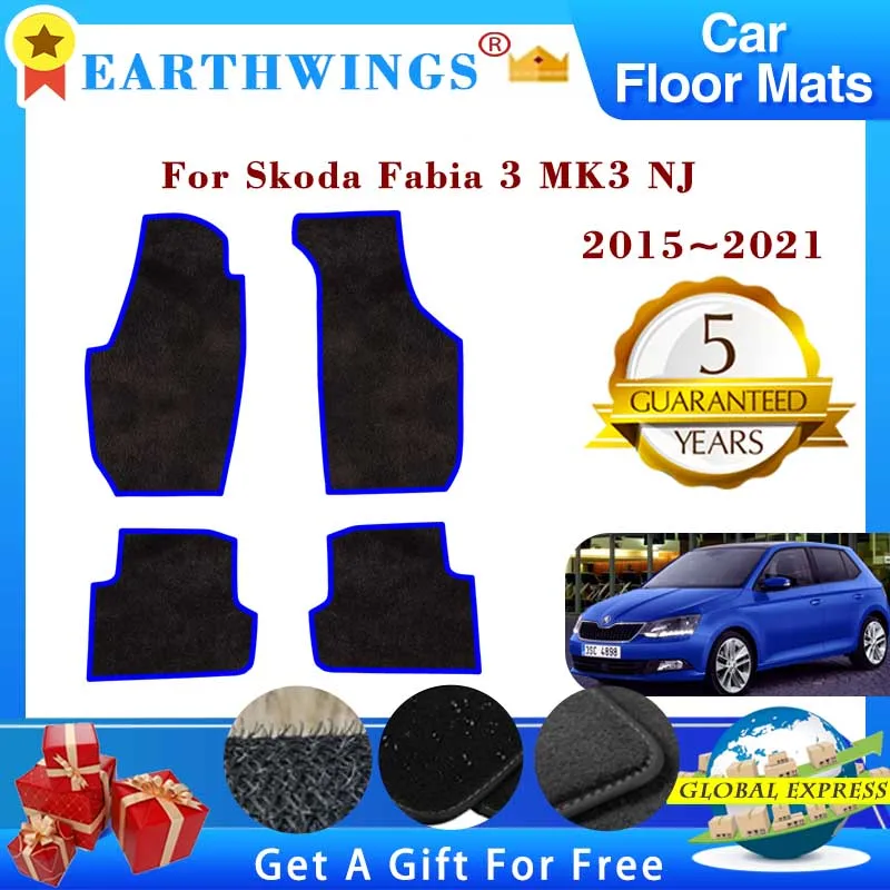 Car Floor Mats For Skoda Fabia 3 MK3 NJ 2015 2016 2017 2018 2019 2020 2021 Foot Pads Carpets Rugs Cover Auto Accessories Parts