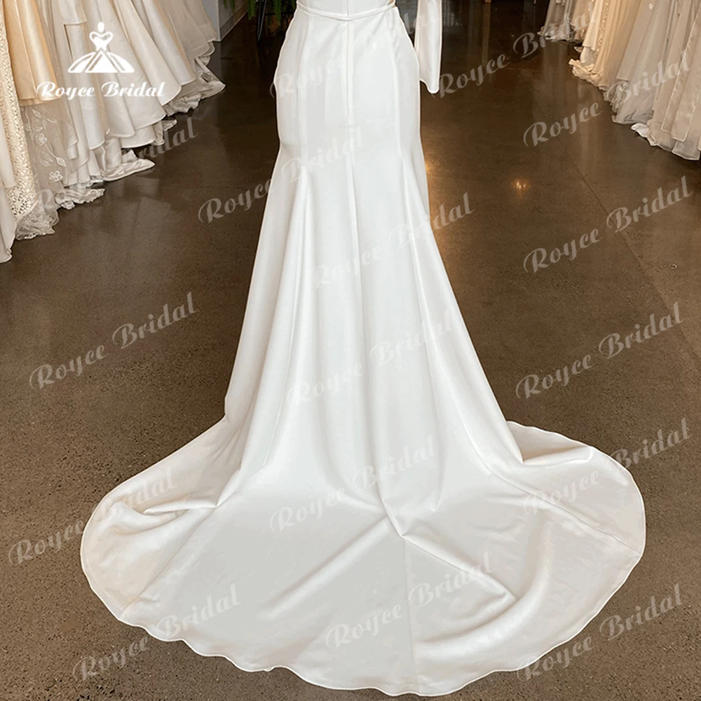 Robe De Mariée sirène en Satin pour femmes, Simple, Sexy, asymétrique, épaule dénudée, ceinture, style Boho