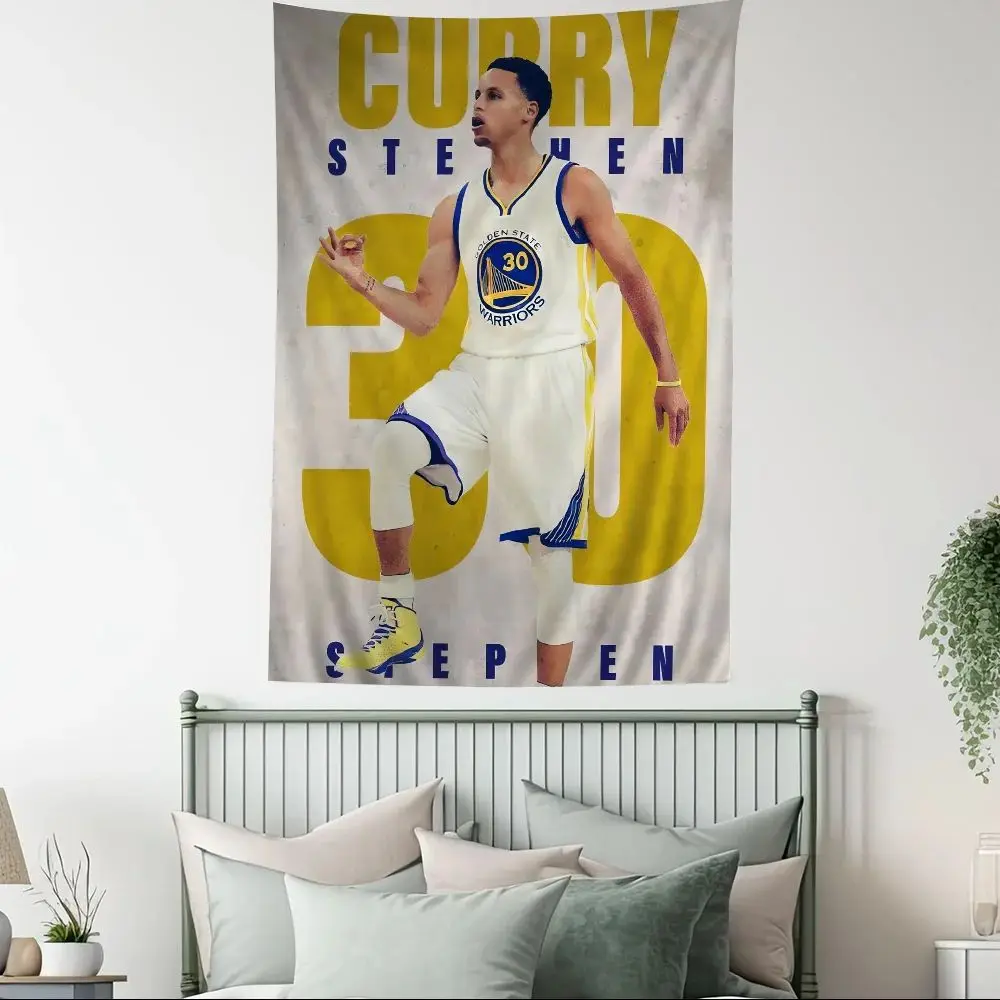 Tapiz de Stephen Curry, estrella de baloncesto, arte colgante de pared, estampado de Tarot bohemio, guerreros del estado dorado, regalo para seguidor de habitación, decoración de dormitorio
