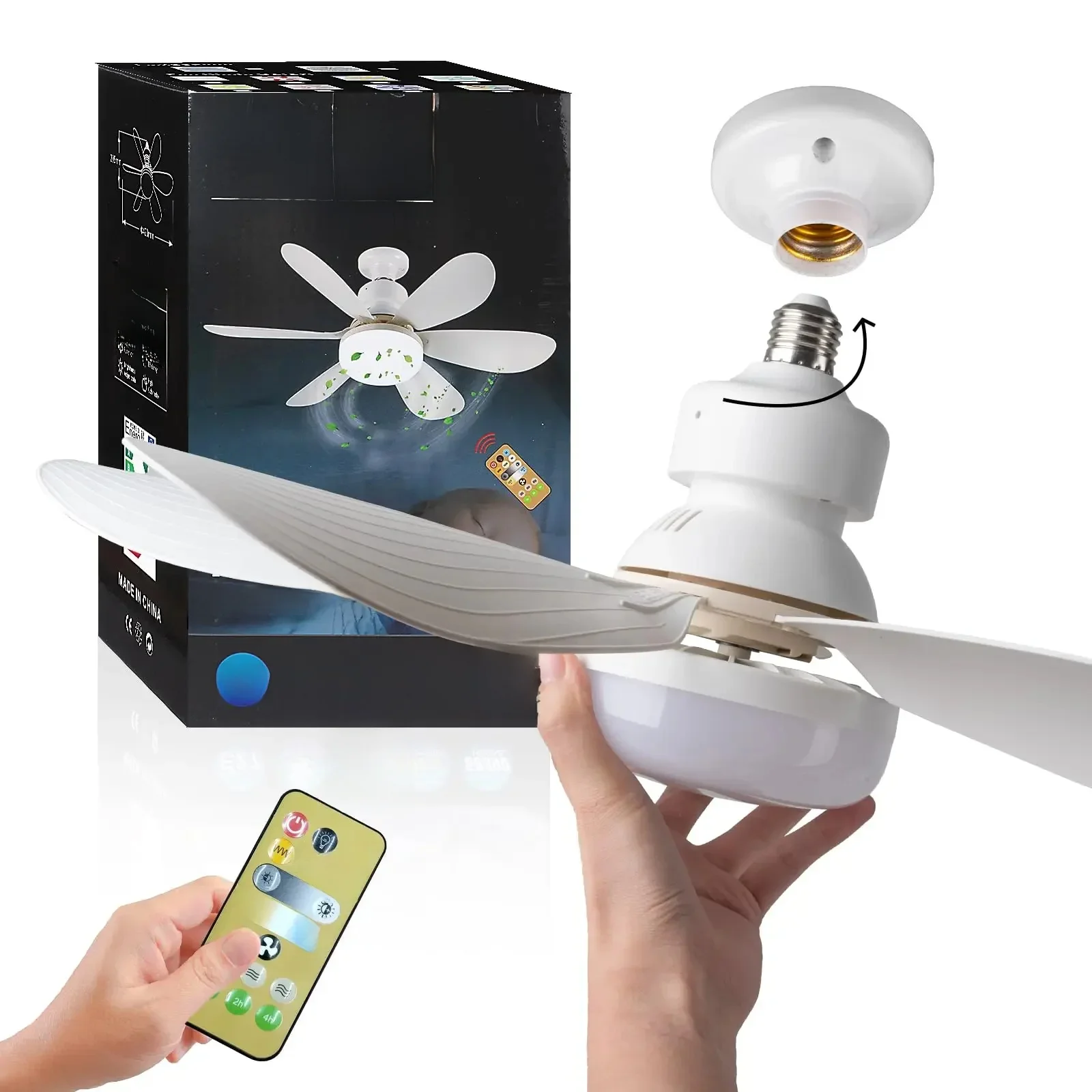 Ventilateur de plafond LED 40W E27 avec télécommande pour gradation, adapté au salon, au bureau, à usage domestique, 85-265V