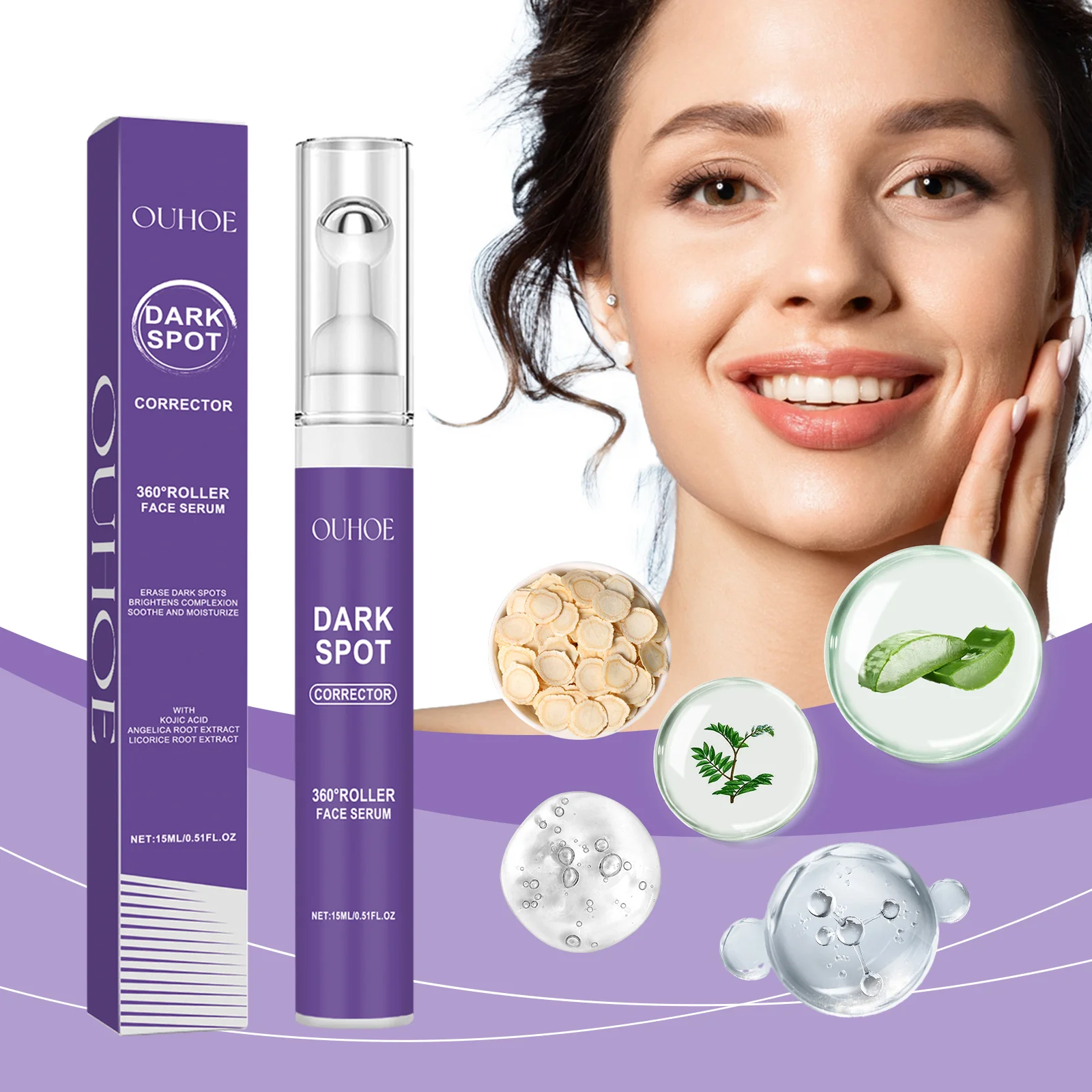 Dark Spot Serum For Face Reduce Melanin Even Skin Tone Remove Freckles Brighten Moisturizing Nourishing Glow Serum Roller Ball