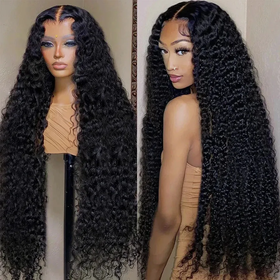 Deep Wave Frontal Wig Transparent 13x4 13x6 HD Lace Frontal Human Hair Wig Brazilian Curly Human Hair Lace Front Wig For Women