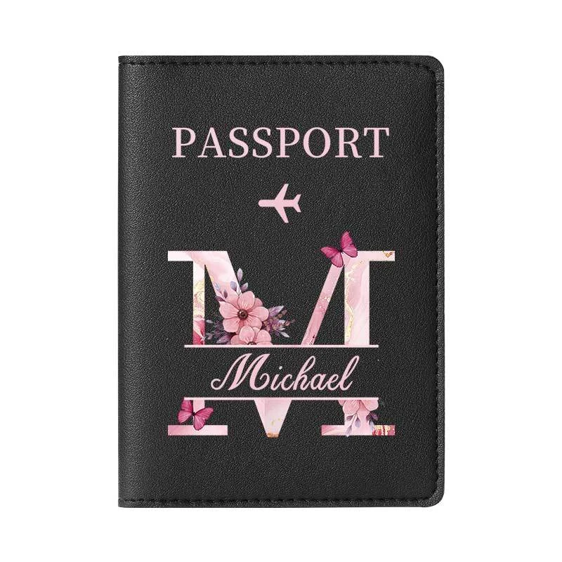 

Custom Floral Passport Holder personalized with name via 26 floral letters,lightweight durable foldable stylish travel accessory