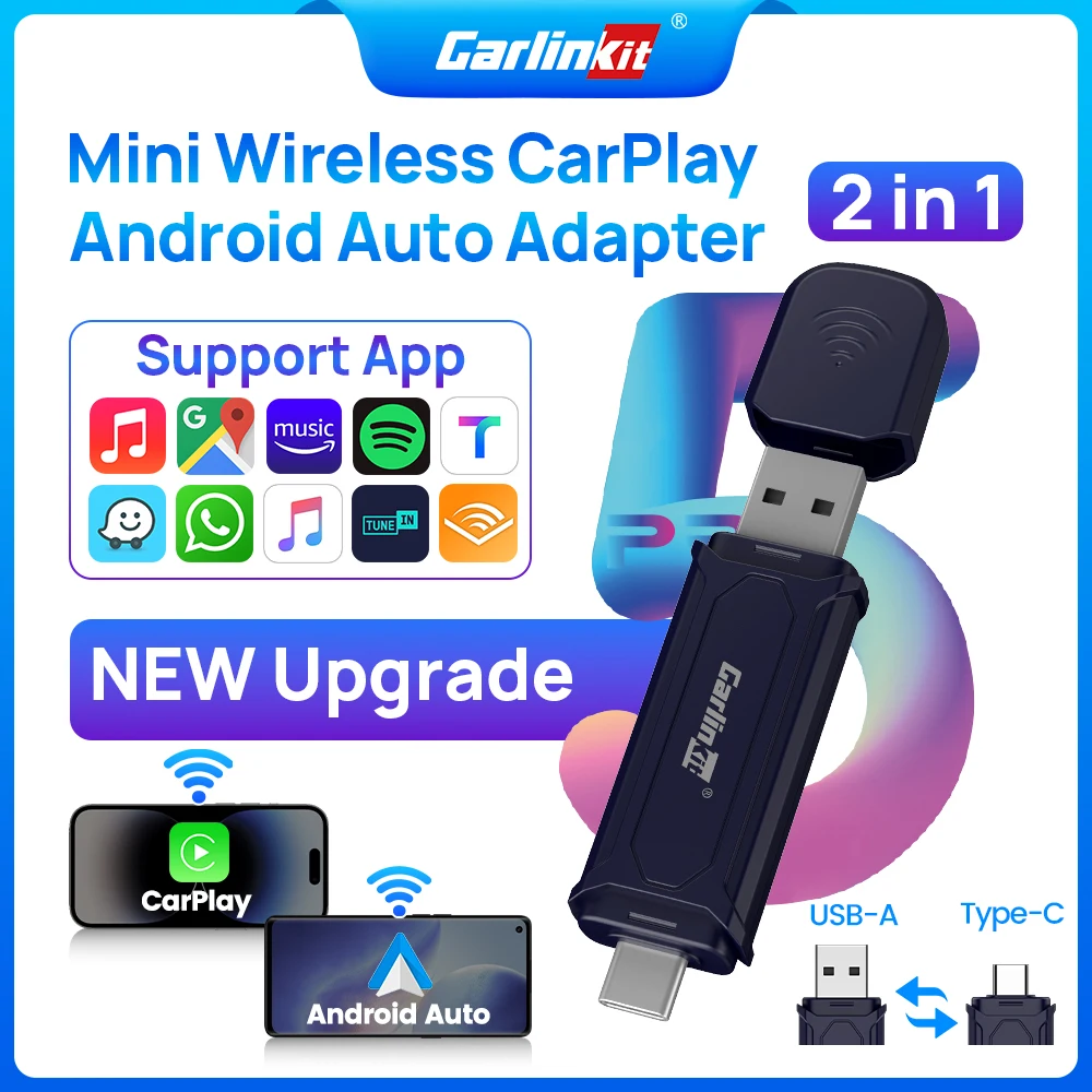 CarlinKit  Wireless Carplay Android Auto Adapter 2024 Mini Carplay Car Dongle OTA Update 2 in 1 Box for Spotify Mazda Hyundai VW