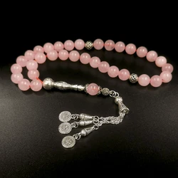 Tasbih Natural pink quartz 33 45 66 99 100 beads Muslim women rosary bead misbaha gemstone Bracelet