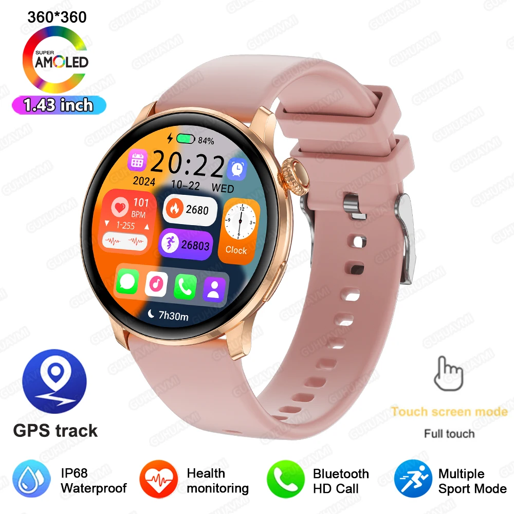 2026 Nieuwe Smartwatch Dames 1.43" Ultradun AMOLED HD Scherm Sport Fitness Armband Aangepaste Wijzerplaat Spraakoproep Dames Smartwatch