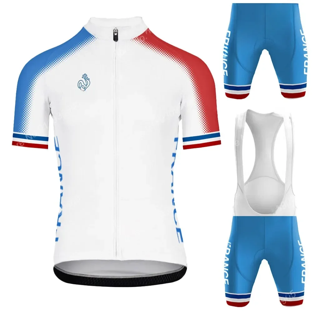 AliExpress NONE France National Team 2025 Cycling Jersey Set Summer Bicycle Clothing Road Bike Shirts Suit Bicycle Bib Shorts MTB Ropa Maillot