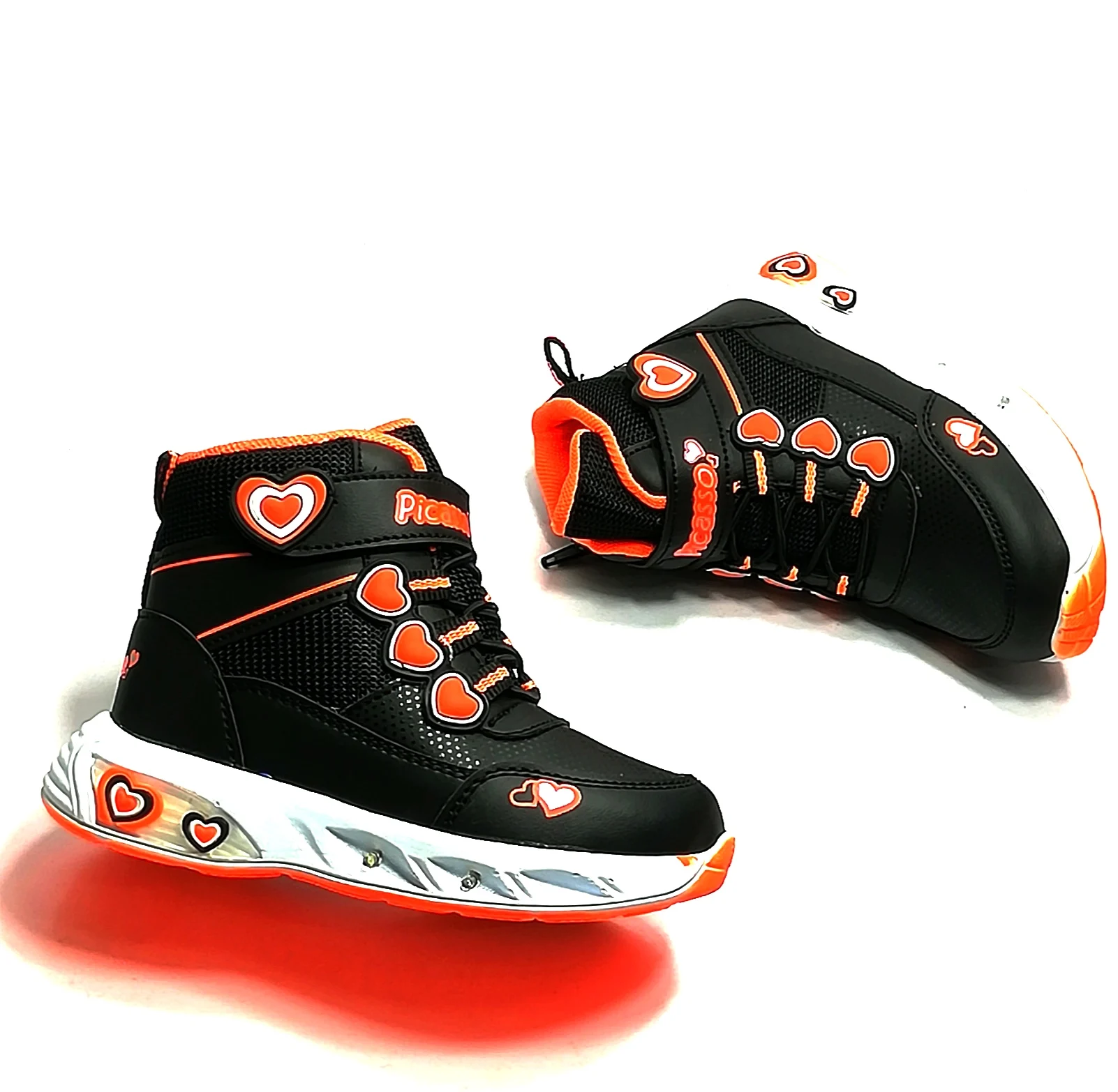 Black orange lamp girls sneakers, water resistance, new season, flashy, standard fit, high quality