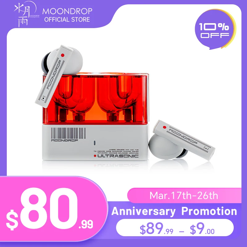 MOONDROP Ultrasonic Hybrid Drivers TWS earphone ANC LDAC Bluetooth 5.3 headset 13mm Dynamic Driver