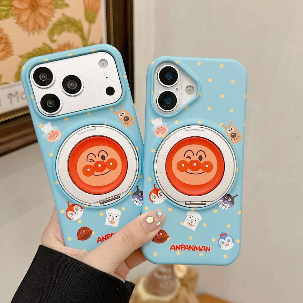 

Kawaii Blue Cartoon Bread Character Phone Case For iPhone 17 Pro 15 16 17 Pro Max 15Pro With Magnetic Stand Shockproof Case Cute