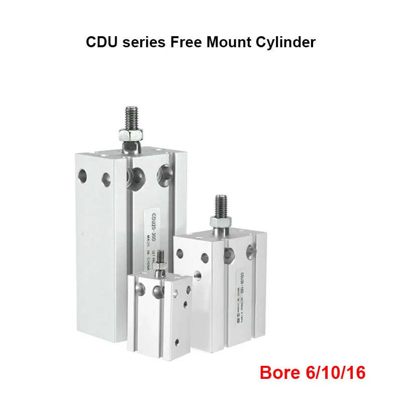 

CDU Series Free Mount Cylinder Pneumatic Air Cylinder Double Acting Bore 6/10/16/.../32 mm Stroke 5/10/15/.../70 mm