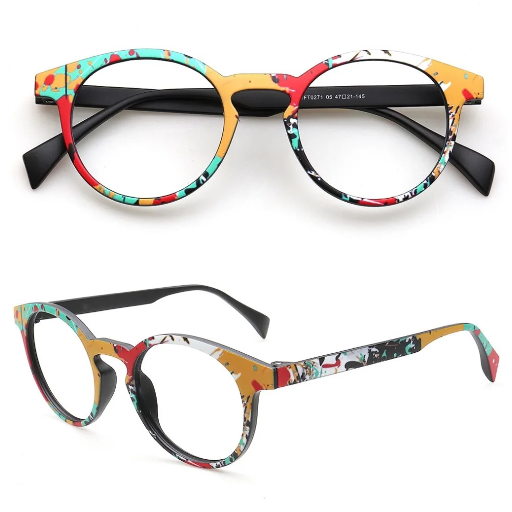 Vintage Women Round Glasses Frames Men Optical Eyeglass Frame TR90 Eyewear Fashionable Rainbow Prescription Eyewear Lightweight