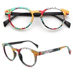 Vintage Women Round Glasses Frames Men Optical Eyeglass Frame TR90 Eyewear Fashionable Rainbow Prescription Eyewear Lightweight