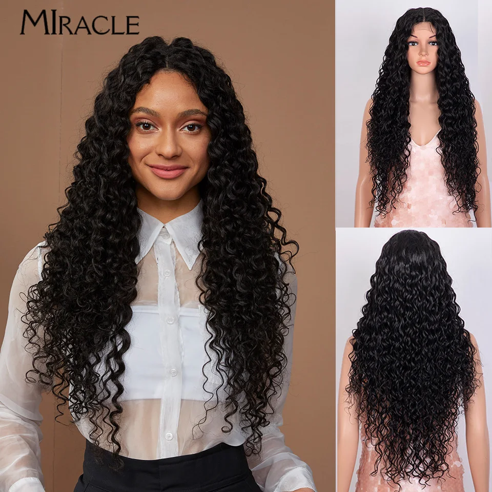 

MIRACLE Synthetic Lace Front Wigs for Women Afro Curly Wigs Female 30 Inch Red Black Ombre Brown Blonde Cosplay Wig Lace Wig