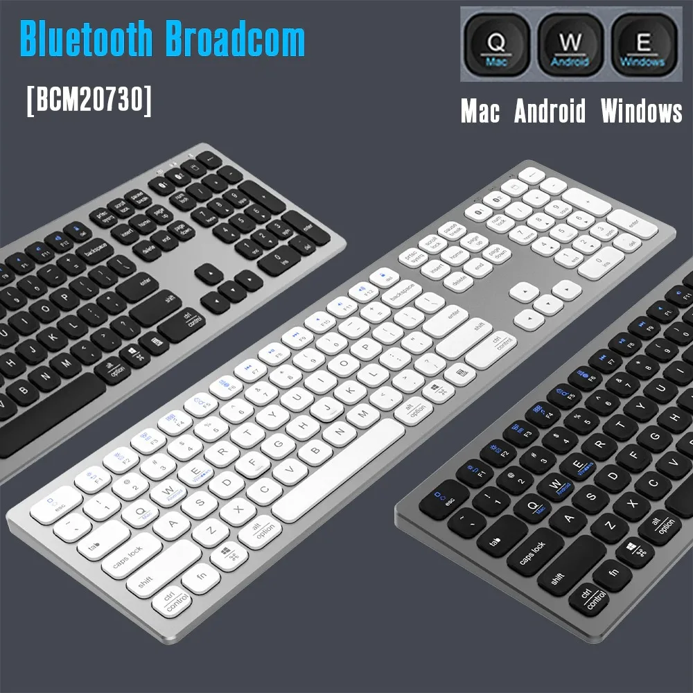 

Ultra-thin Aluminum Alloy Bluetooth Keyboard MAC IOS PC Android Home Office Keyboard TYPE-C Rechargeable