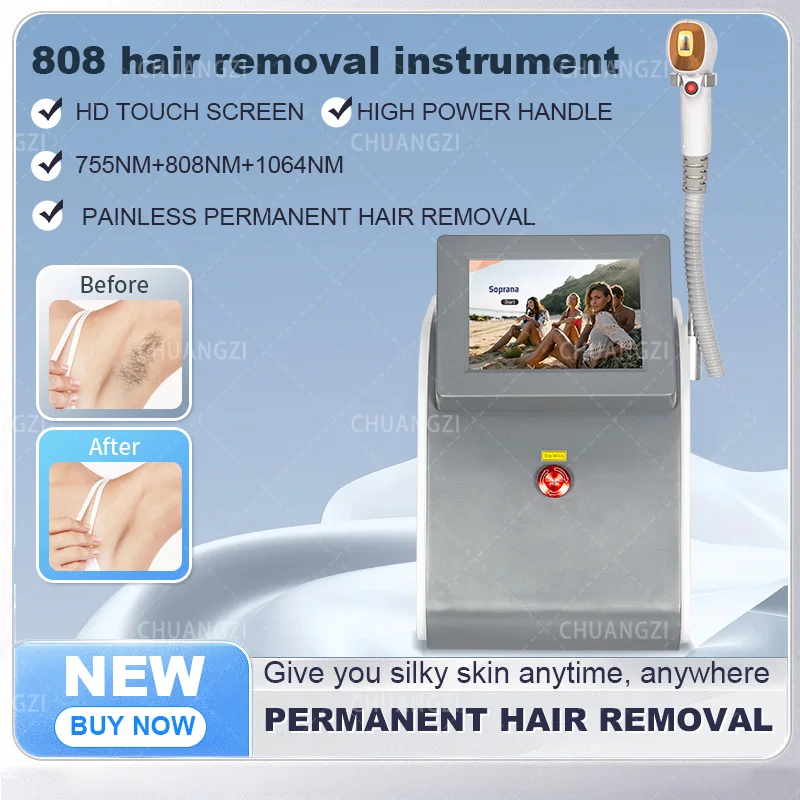 Newest 808nm Diode Freezing Point Painless Hair Removal Machine 755 808 1064nm 3 Wavelength Women Body Face Depilation