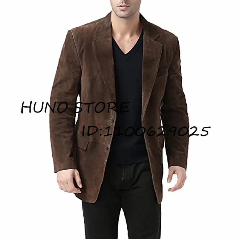 Men\'s Suede Jacket With Single Breasted Slim Fit Suitable for Business Fashion and Leisure Men Spring Jackets Man Dress Up Suit