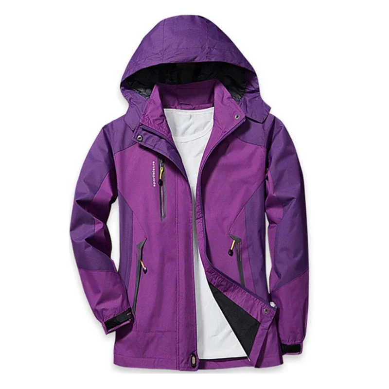 Damska jesienna kurtka trekkingowa Outdoor Hiking Rain Coat Windbreaker Waterproof Hooded Camping Cycling Climbing Warm — zdjęcie 2