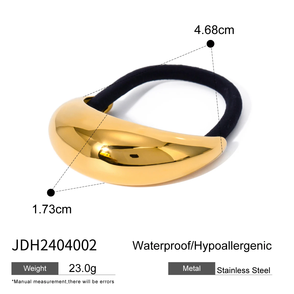 Uworld Stainless Steel Glossy Crescent Curved Black Hair Rope Hair Accessories Women Fashion High Quality Jewelry image 6