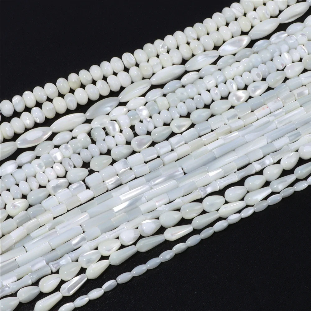 RISYF 3x7mm Natural Mother of Pearl Shell Spacer Beads for Jewelry Making 3