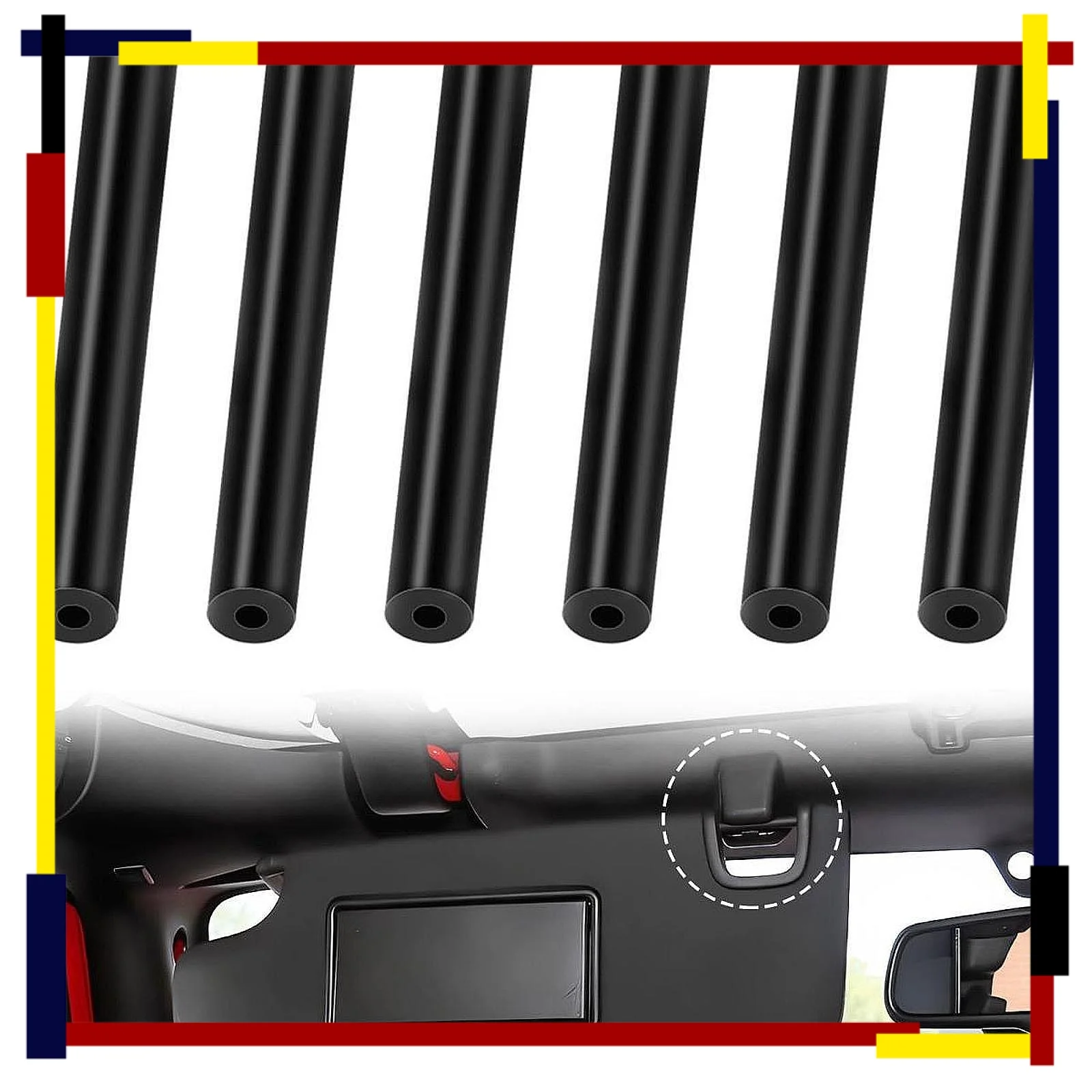 6 Pieces Car Sun Visor Repair Kit Premium Accessories for Jeep Wrangler Repair Tube Professional Portable