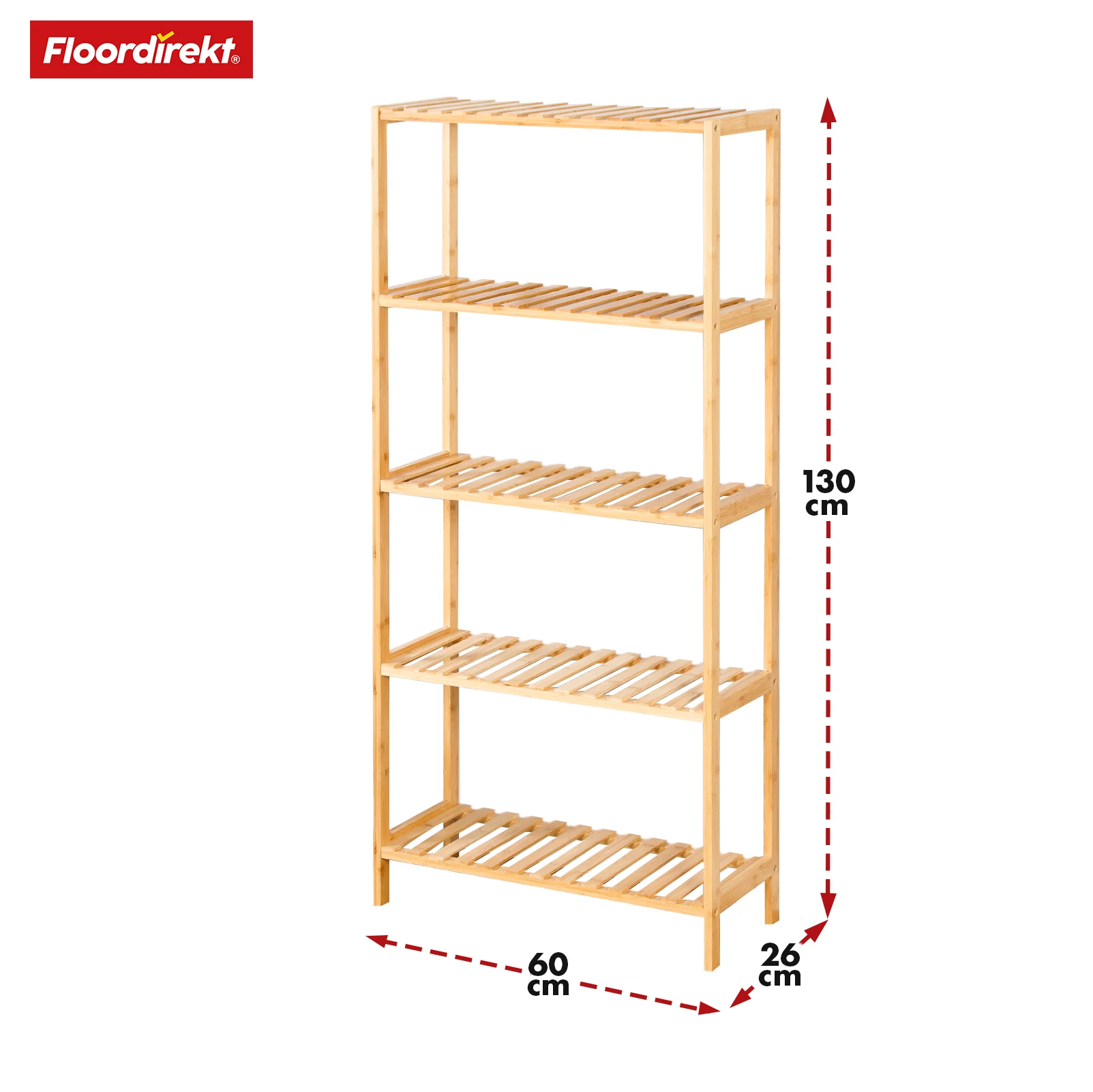 Bambusregal Ohio Standregal 5 Etagen Badregal Holzregal Aufbewahrungsregal Wohnzimmer Schlafzimmer Platzsparend