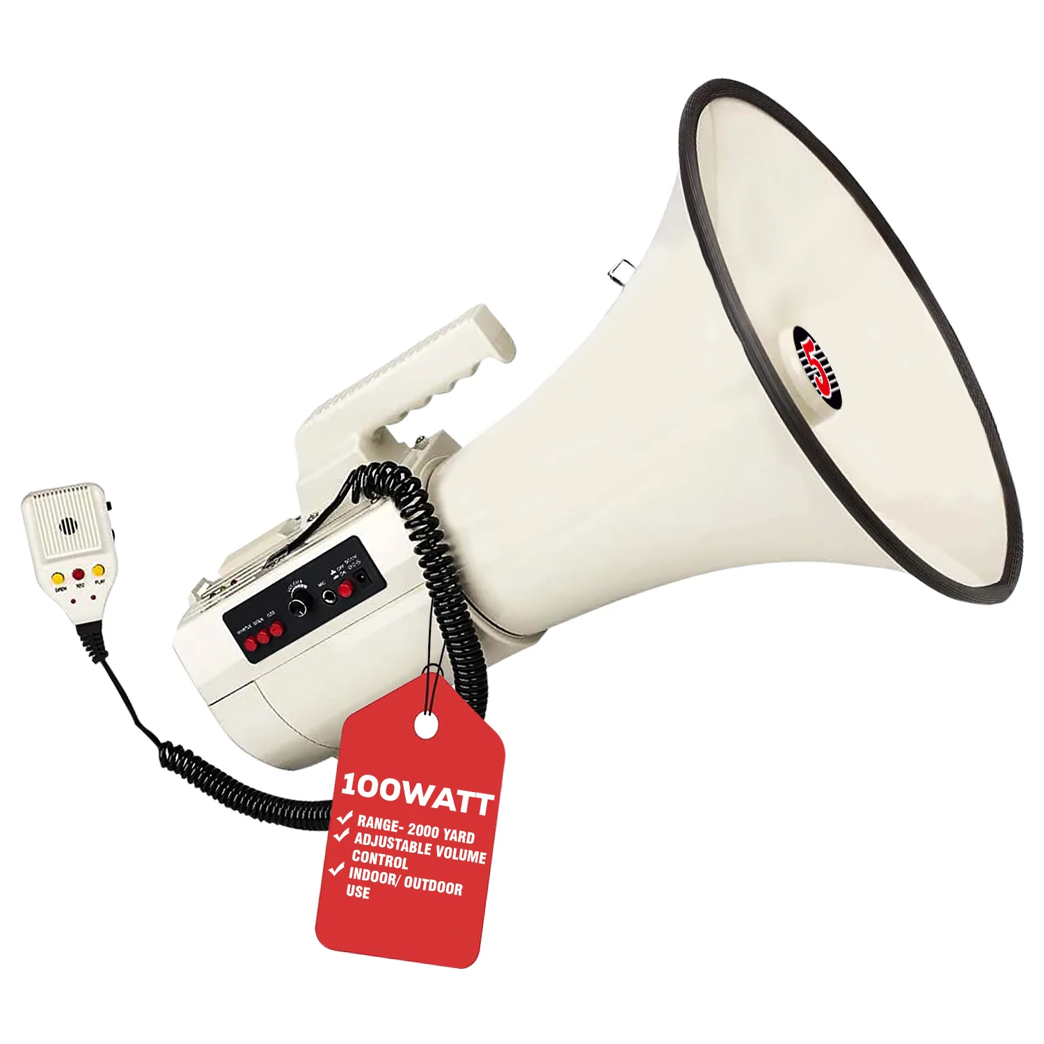 

5 Core Megaphone 100W Bull Horn Professional PA Speaker w 2000 Yards Range Loud Siren Voice Amp 4501