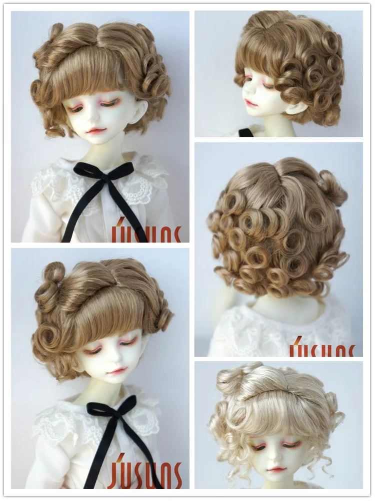 

JD250B 1/4 Fashion BJD Soft Synthetic Mohair Wig MSD Baby Short Curly Doll Hair For Size 7-8inch Cheap Accessories