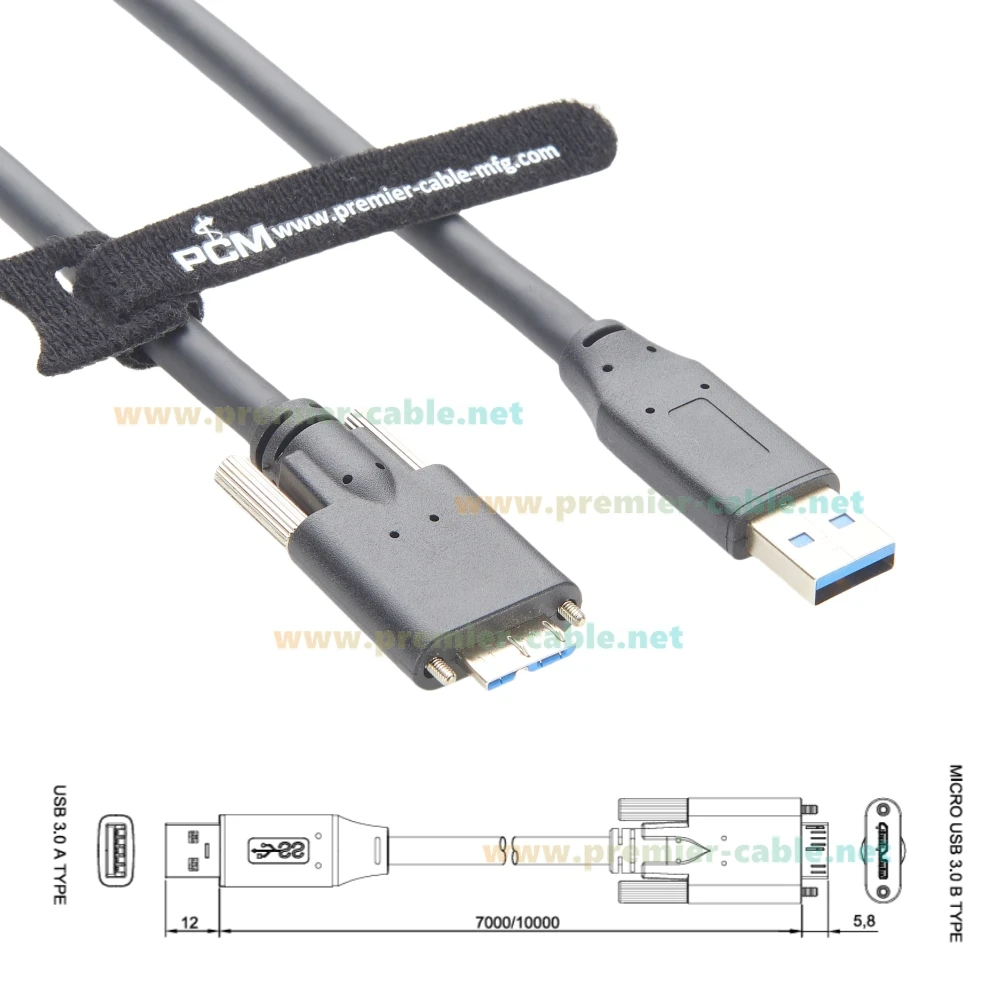 برغي لوحة جبل نشط USB 3.0 تمديد كابل نوع ذكر إلى مايكرو USB ذكر مكرر الحبل مع شرائح مكبر صوت أحادي